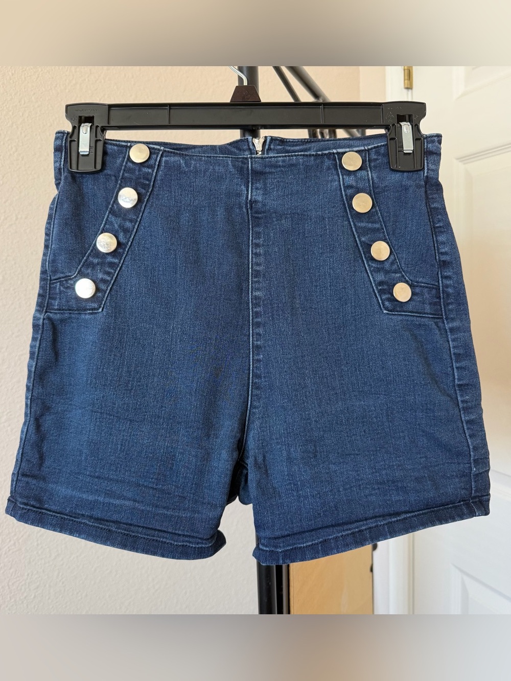 Angry Rabbit women’s high-waisted sailor jean shorts nautical preppy resortwear